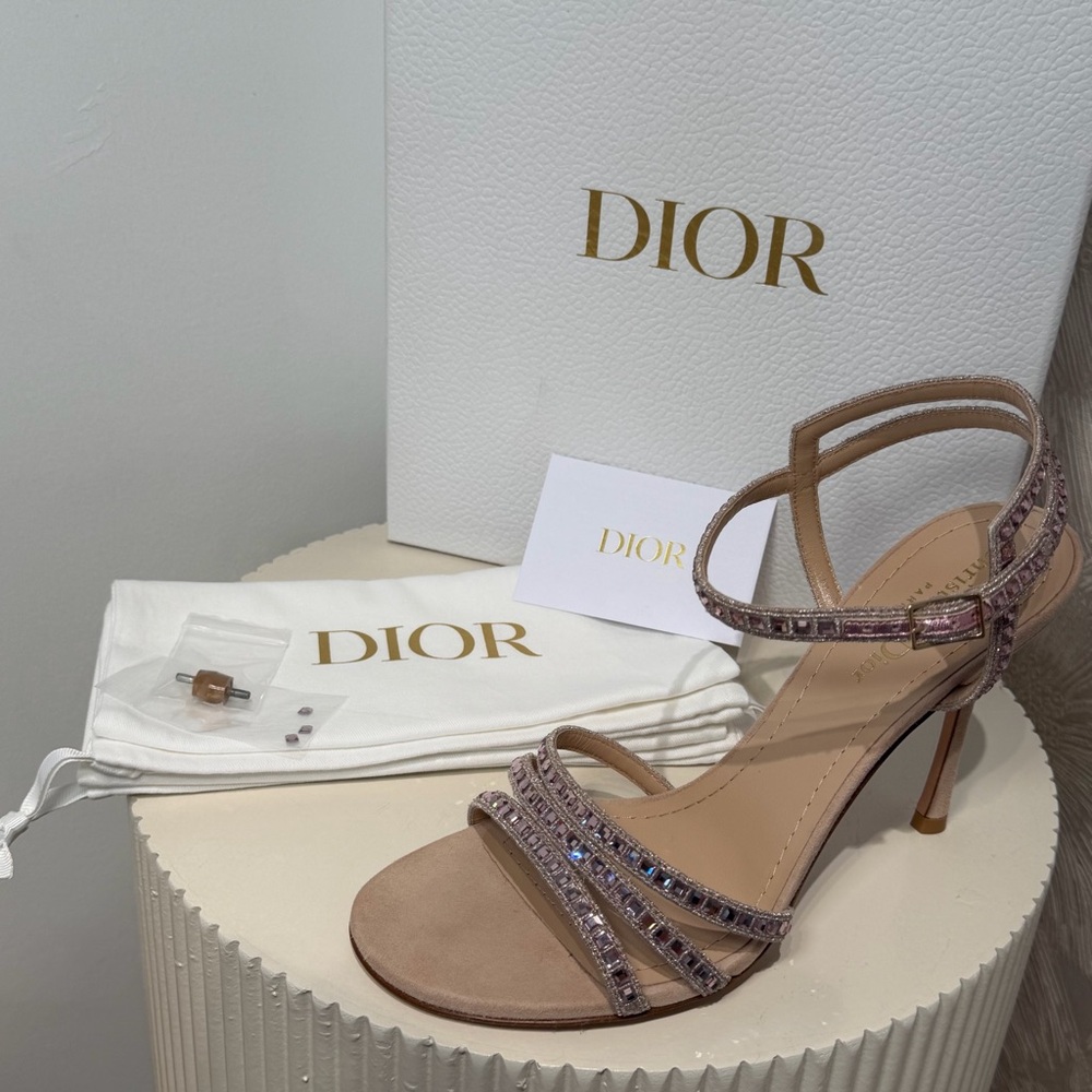 Brand New in Box DIOR Gem Heeled Sandals in Nude - Picture 5 of 9